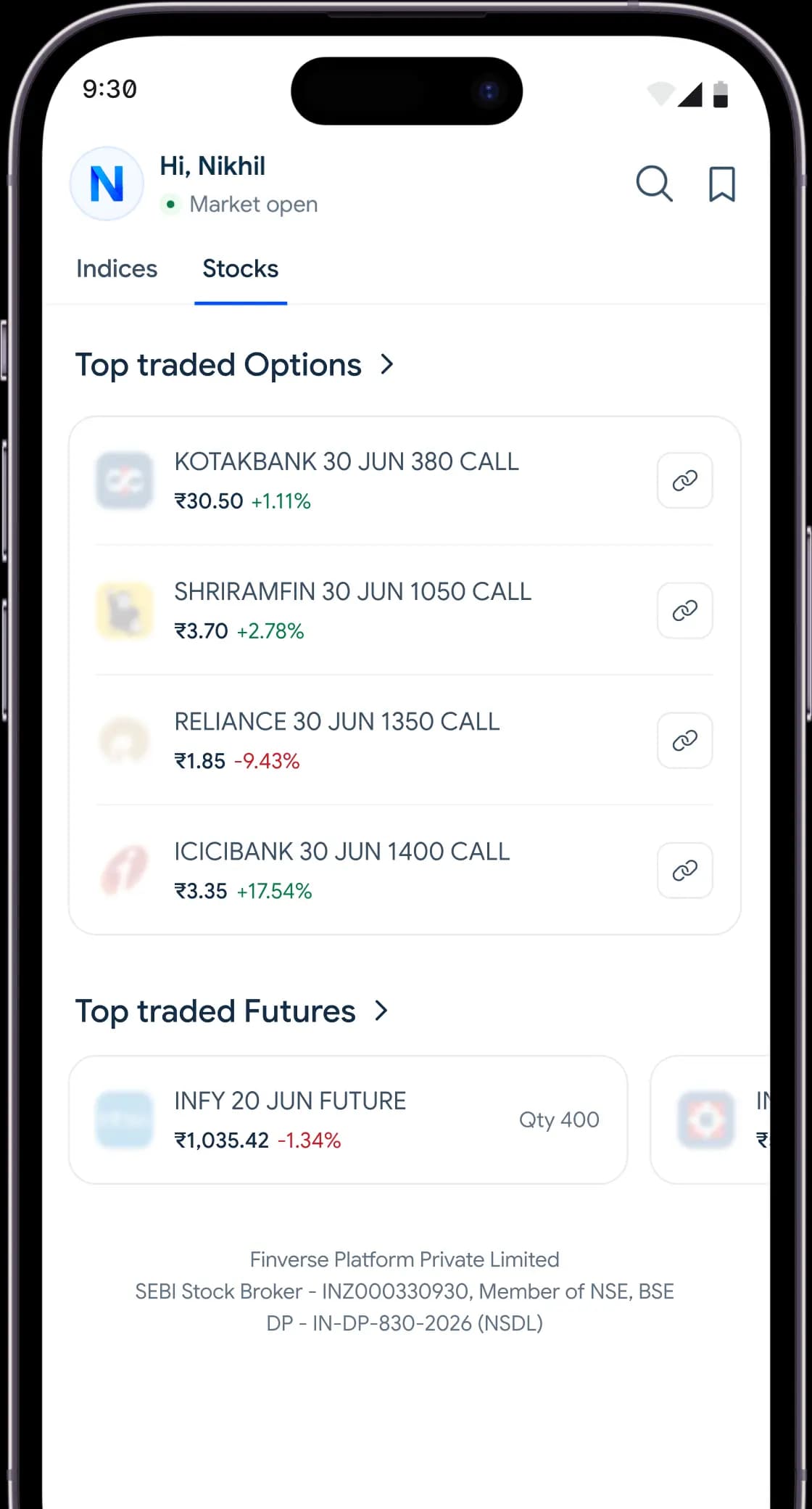 F&O app screen 3