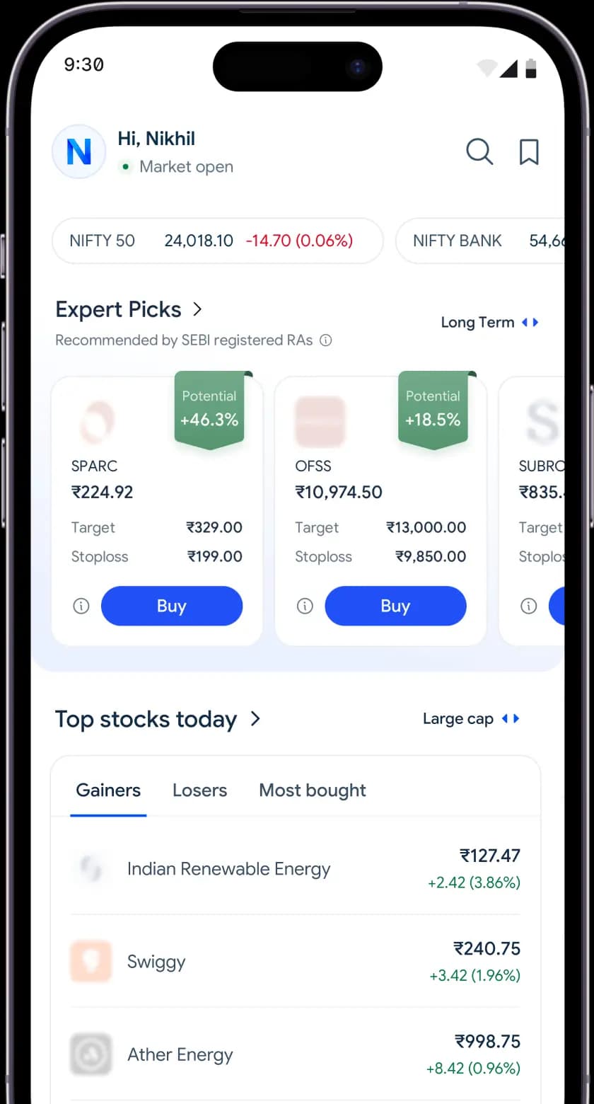 Stocks app screen 1